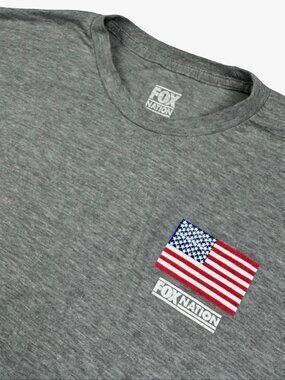 Fox Nation Mens Patriot USA Flag L/S T-Shirt Gray • 2XL
